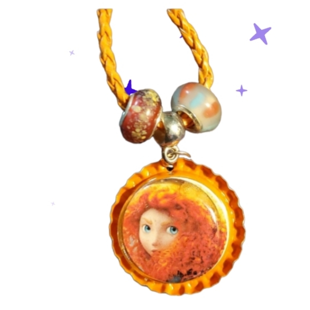 Merida from Brave Disney movie bottlecap necklace,New handmade one of a kind